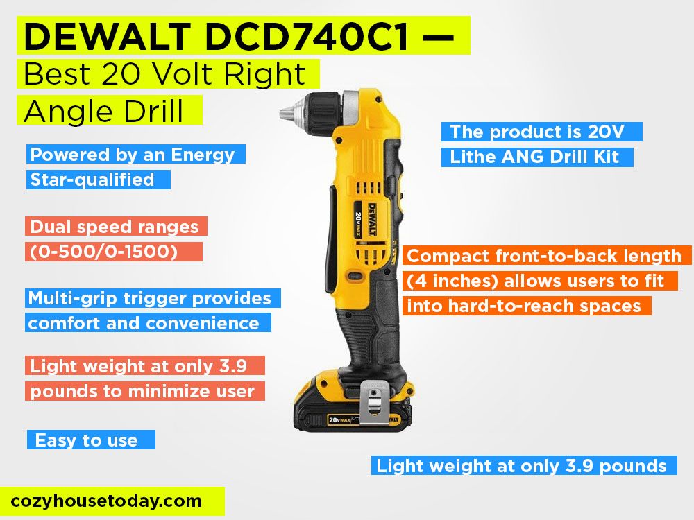DEWALT DCD740C1 Review, Pros and Cons. Check our Best 20 Volt Right-Angle Drill in 2024