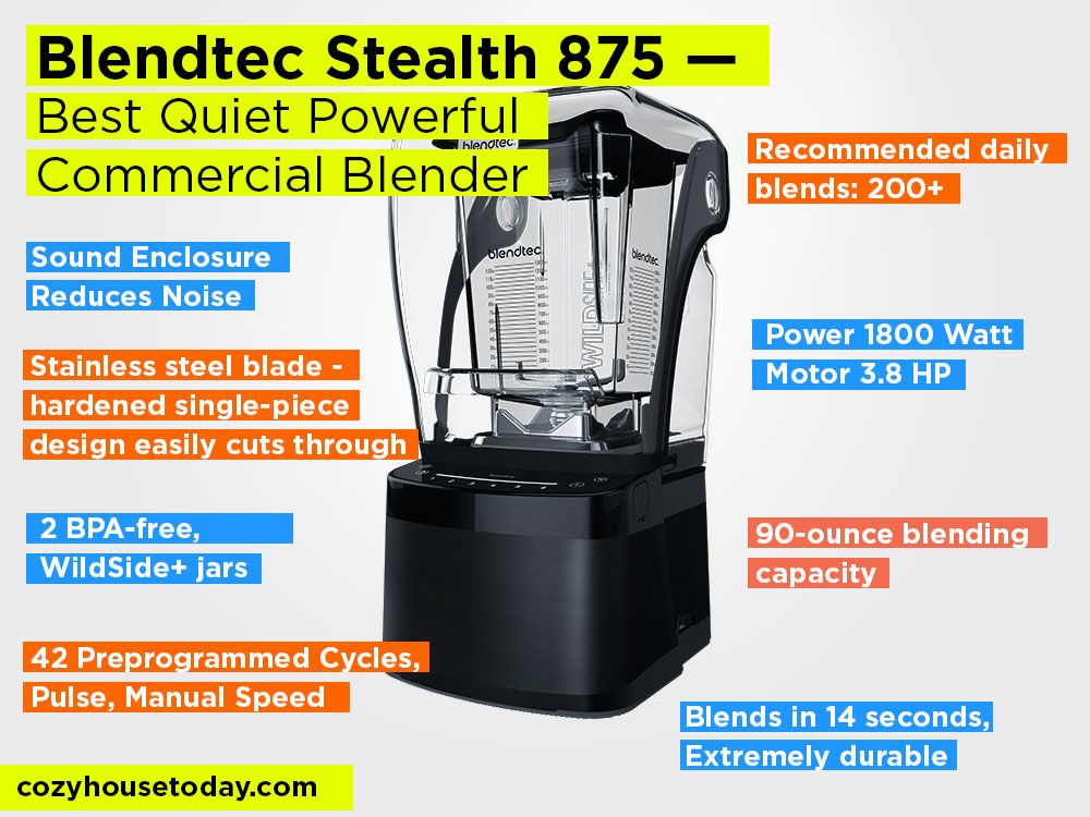 Blendtec 875 Stealth Review, Pros and Cons. Check our Best Quiet Powerful Commercial Blender in 2017