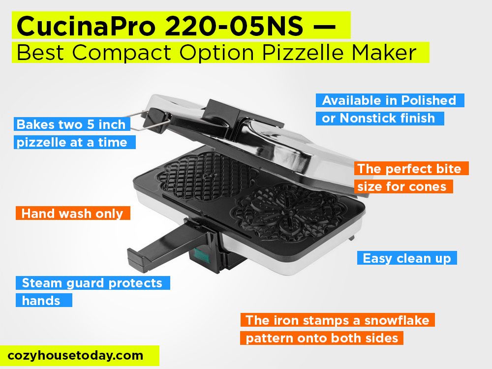 CucinaPro 220-05NS Review, Pros and Cons. Check our Best Compact Option Pizzelle Maker in 2017