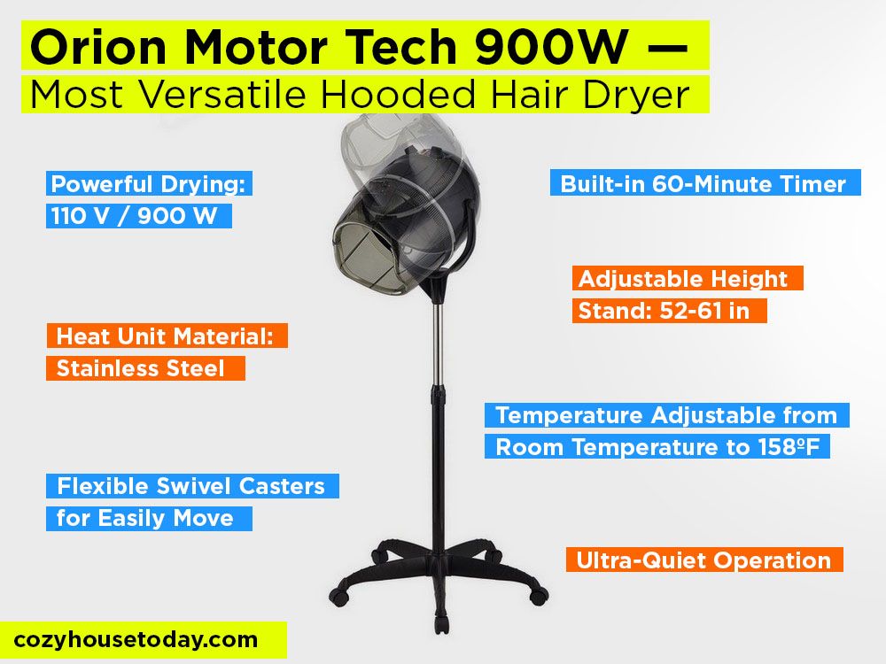 Orion Motor Tech 900W Review, Pros and Cons. Check our Most Versatile Hooded Hair Dryer 2017