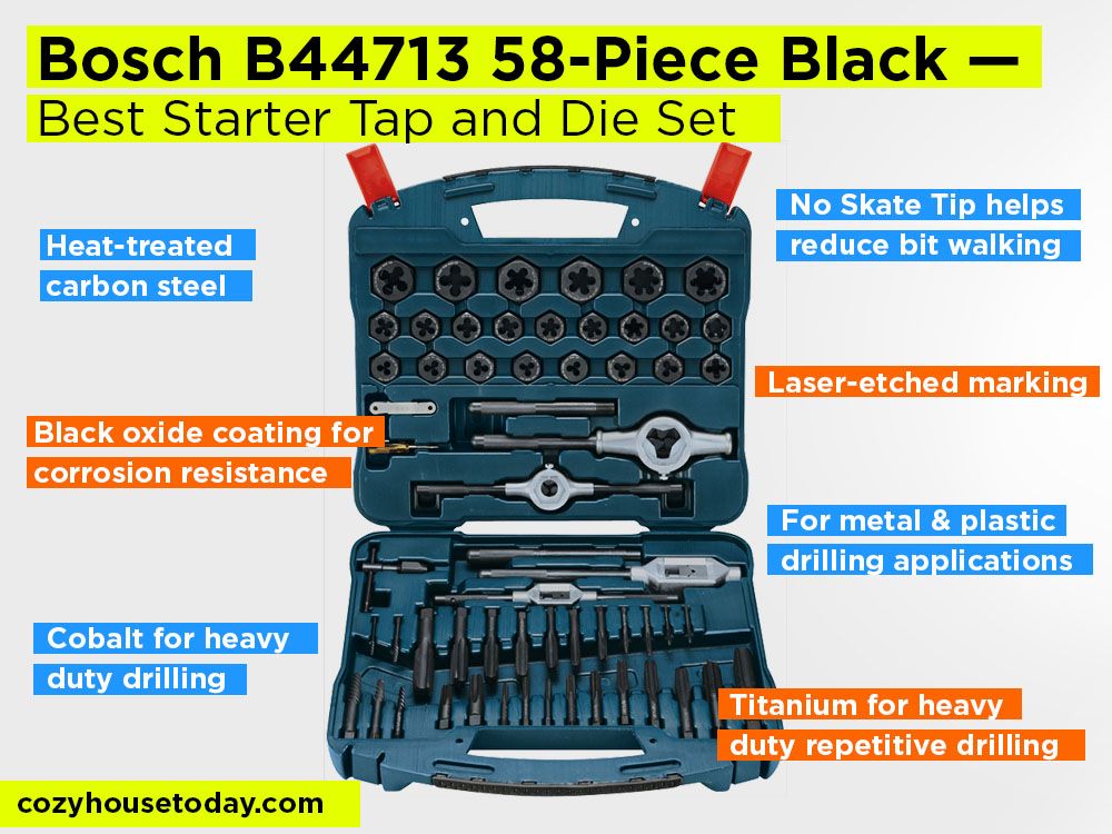Bosch B44713 Black Review, Pros and Cons. Check our Best Starter Tap and Die Set 2018-2019