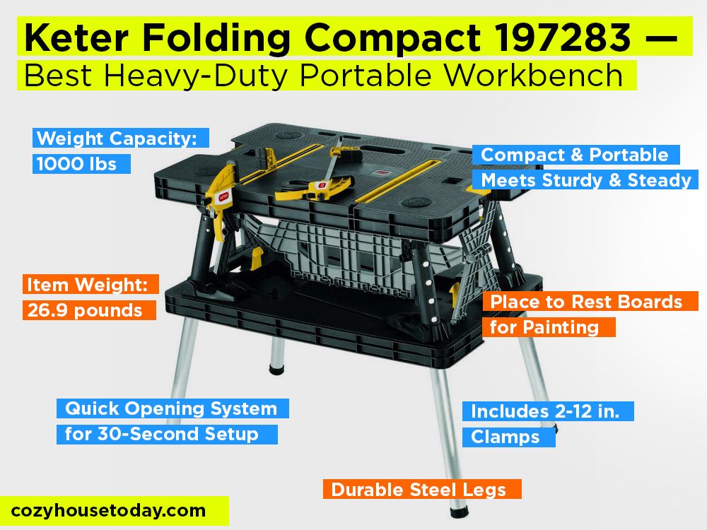 Keter Folding Compact 197283 Review, Pros and Cons. Check our Best Heavy-Duty Portable Workbench 2017-2018