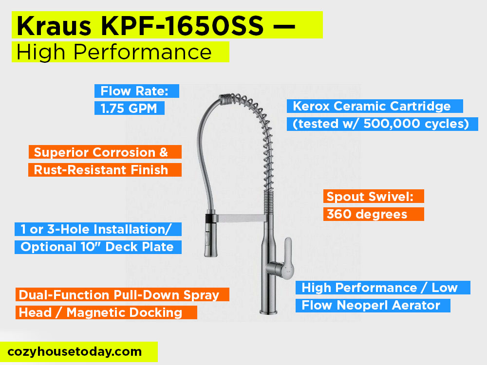 Kraus KPF-1650SS Review, Pros and Cons. Check Best Industrial Kitchen Faucets 2024