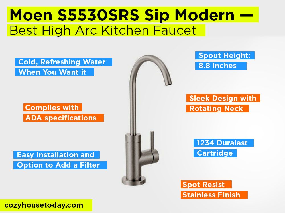 Moen S5530SRS Sip Modern Review, Pros and Cons. Check our Best High Arc Kitchen Faucet 2018