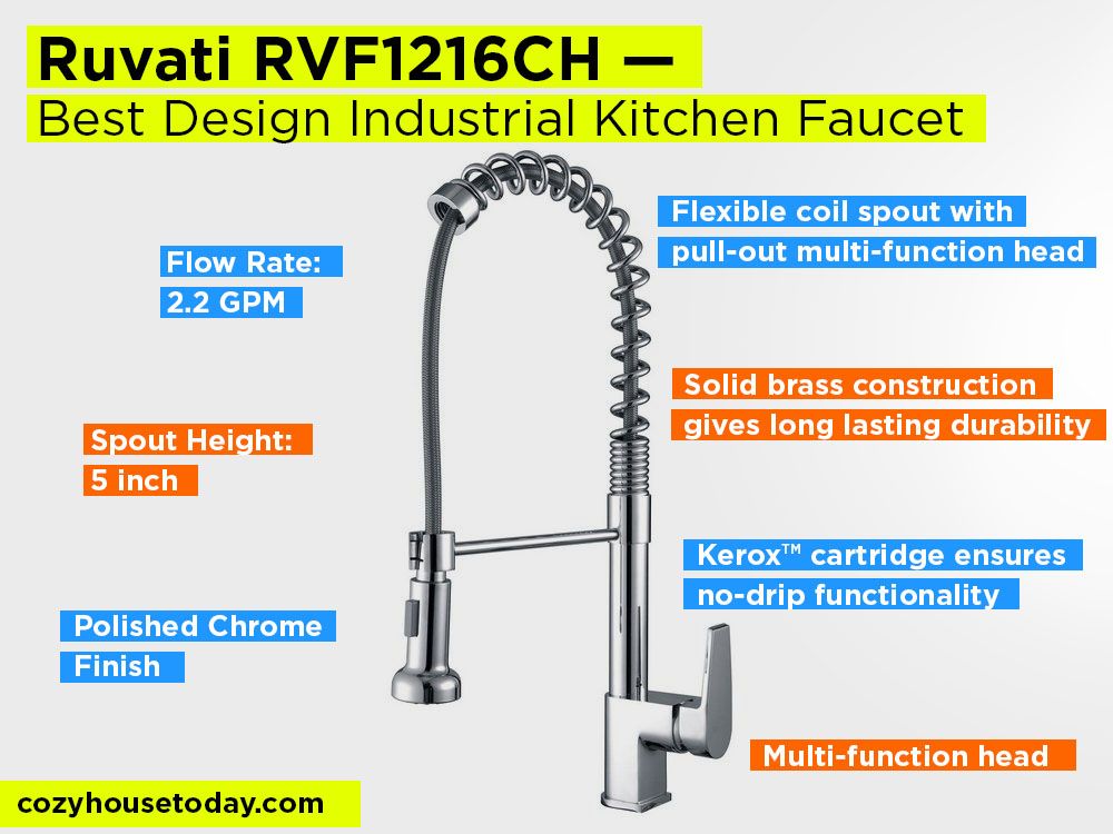Ruvati RVF1216CH Review, Pros and Cons. Check our Best Design Industrial Kitchen Faucet 2018
