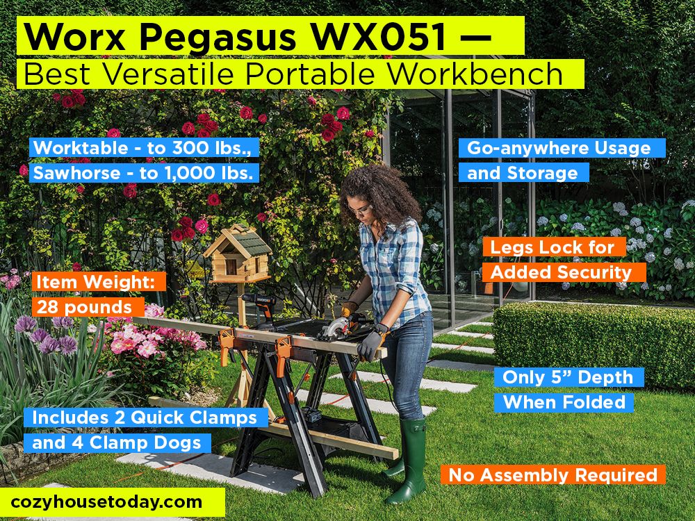 Worx Pegasus WX051 Review, Pros and Cons. Check our Best Versatile Portable Workbench 2017-2018