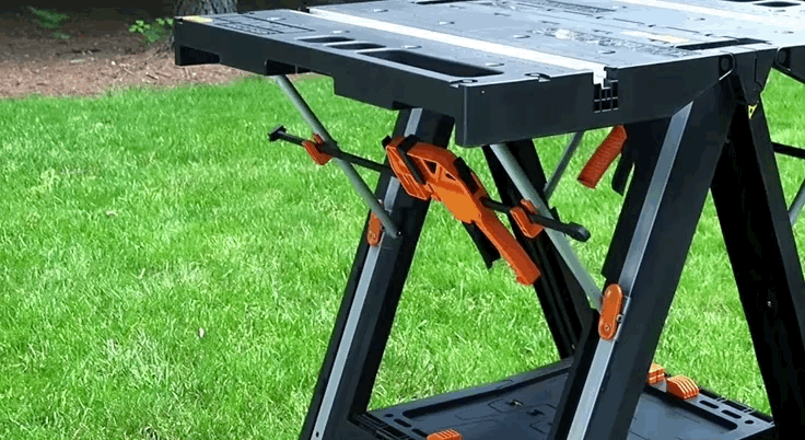 Two quick clamps of WORX Pegasus portable workbench.