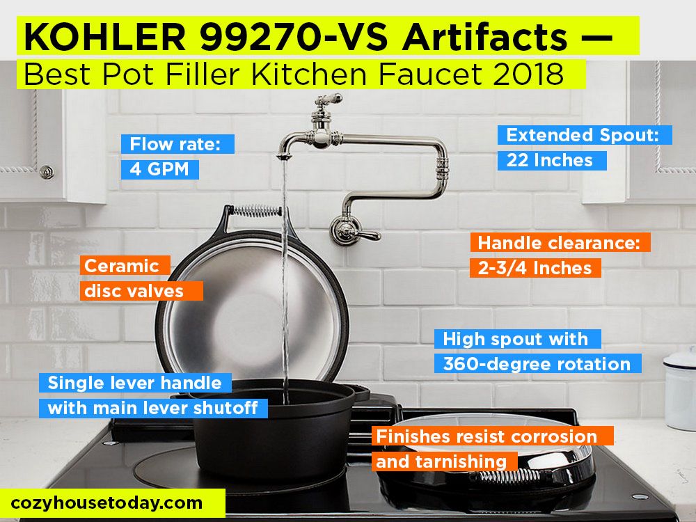 KOHLER 99270-VS Artifacts Review, Pros and Cons. Check our Best Pot Filler Kitchen Faucet 2018