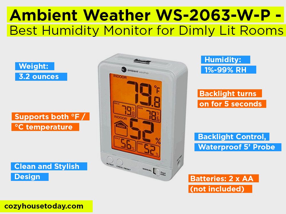 Ambient Weather WS-2063-W-P Review, Pros and Cons. Check our Best Indoor Humidity Monitor for Dimly Lit Rooms 2018