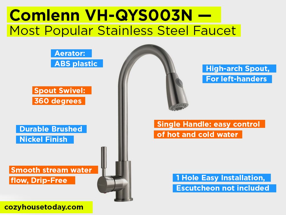 Comlenn VH-QYS003N Review, Pros and Cons. Check our Most Popular Stainless Steel Faucet 2018
