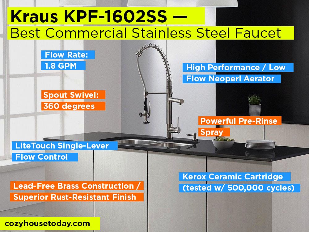 Kraus KPF-1602SS Review, Pros and Cons. Check our Best Commercial Stainless Steel Kitchen Faucet 2018