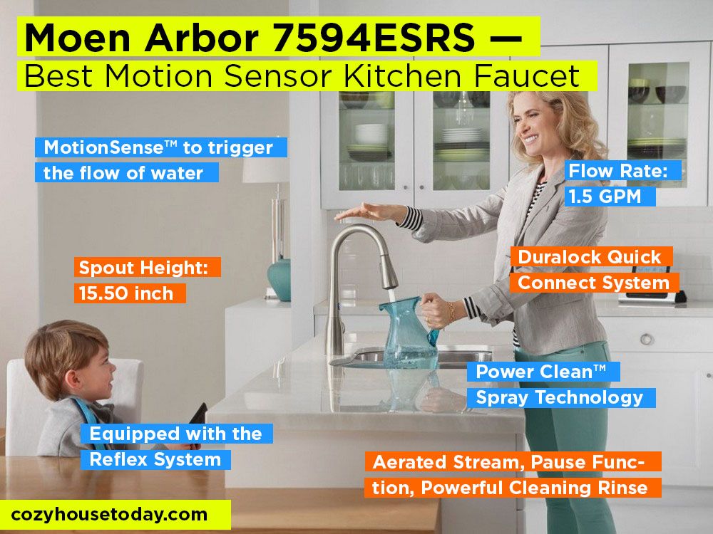 Moen Arbor 7594ESRS Review, Pros and Cons. Check our Best Motion Sensor Kitchen Faucet 2017-2018
