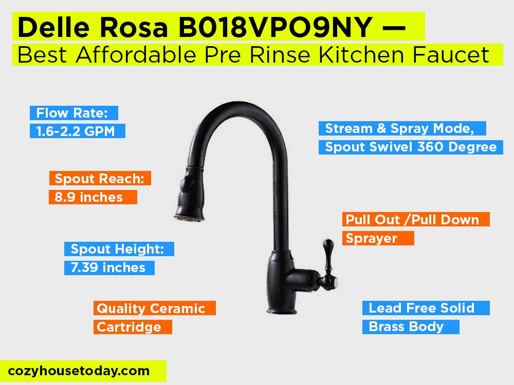 Delle Rosa B018VPO9NY Review, Pros and Cons. Check our Best Affordable Pre Rinse Kitchen Faucet 2018