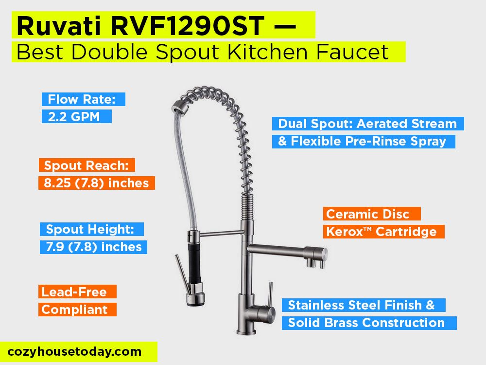 Ruvati RVF1290ST Review, Pros and Cons. Check our Best Double Spout Kitchen Faucet 2018