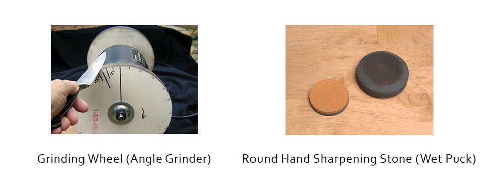 Grinding Wheel (Angle Grinder) & Round Hand Sharpening Stone (Wet Puck)