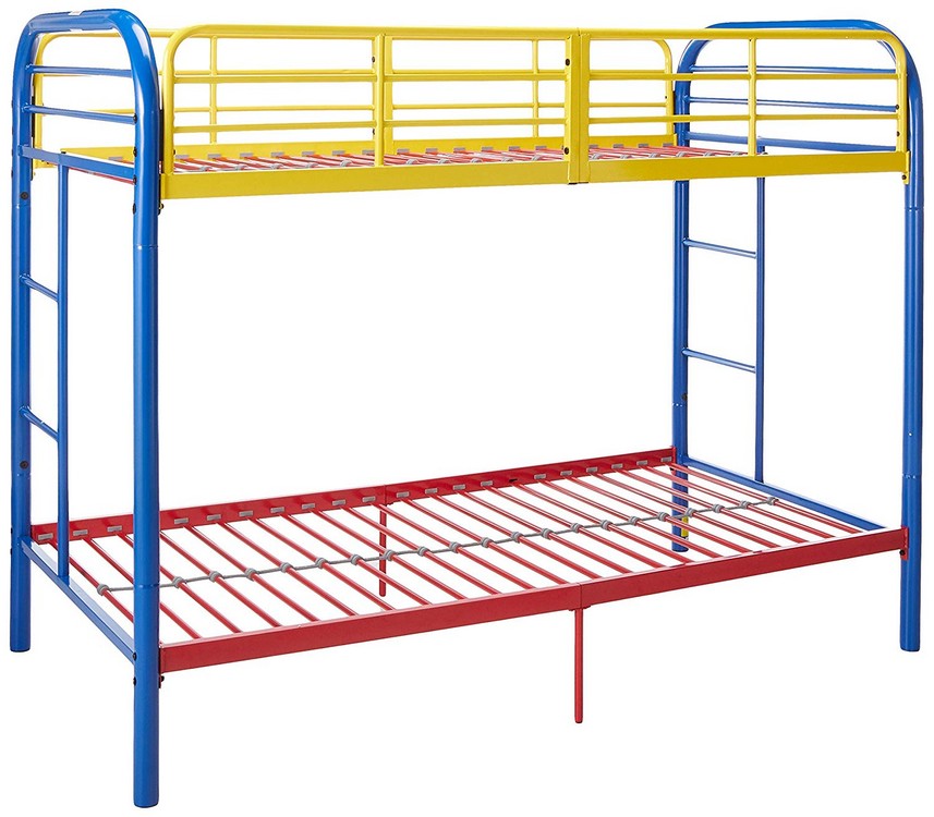Major-Q Rainbow Metal Tube Supported Twin Bunk Bed