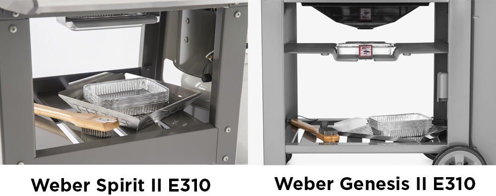 Weber Spirit E310 and Genesis E310 have open cart designs