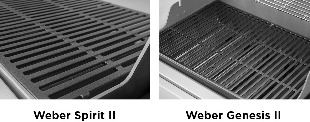 Weber Spirit II and Genesis II have cast-iron cooking grates