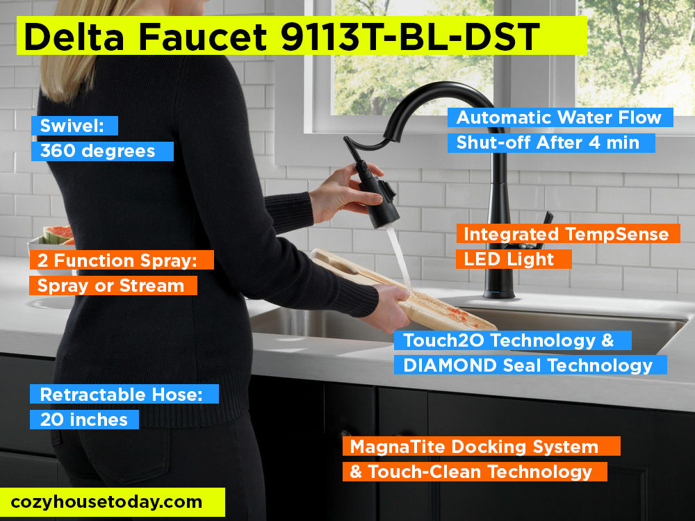 Delta Faucet 9113T-BL-DST Review, Pros and Cons. 2024