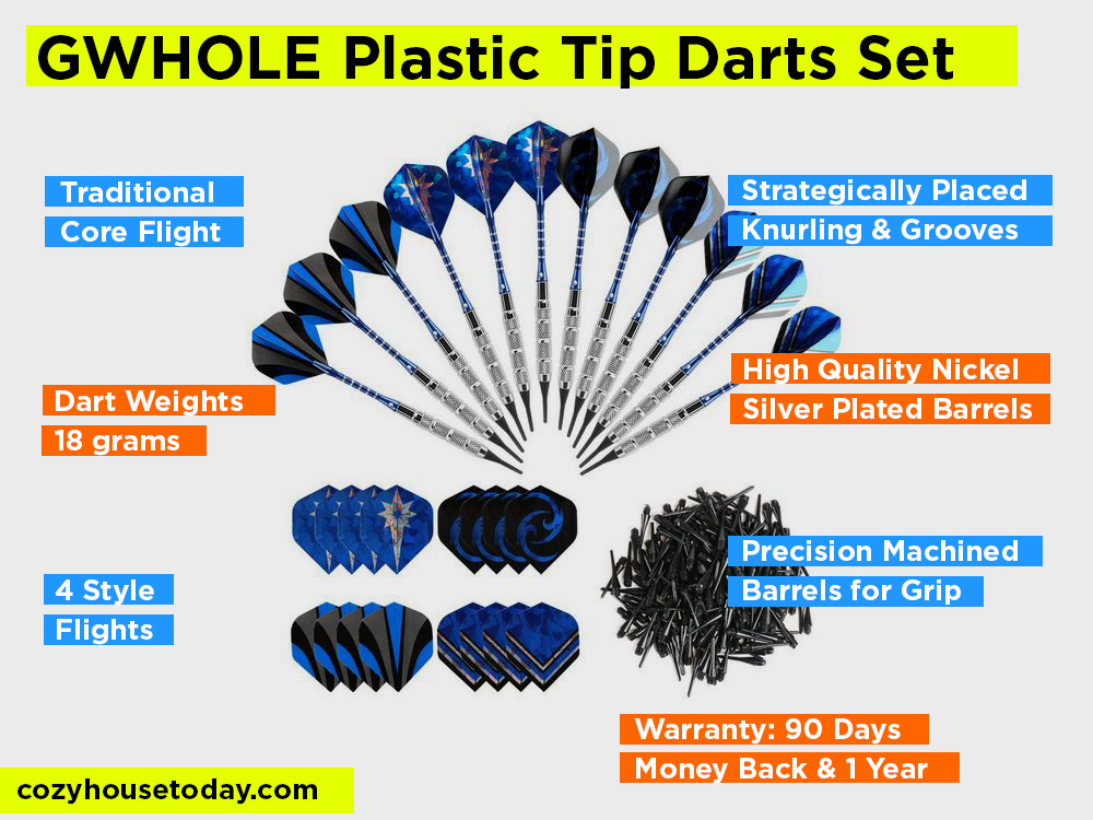 GWHOLE Plastic Tip Darts Set Review, Pros and Cons. 2024