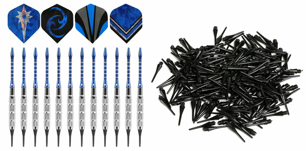 GWHOLE plastic tip darts set has barrels that come with grooves