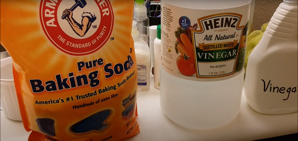 mix 1/4 cup baking soda and 1/4 cup white vinegar