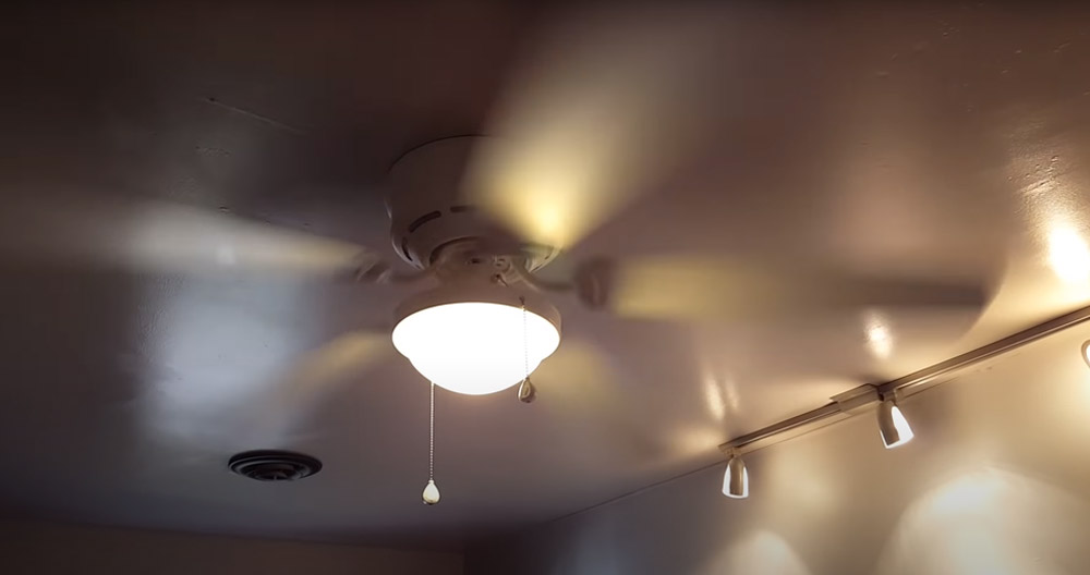 The fan works by rotating the blades to create airflow