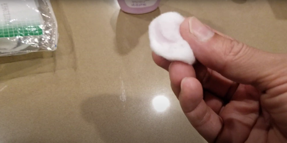 Test the acetone for compatibility with your countertop’s surface